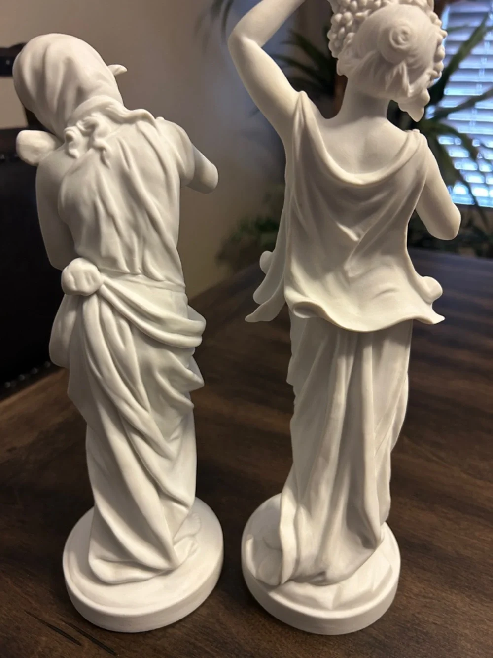 Pair of White Ceramic Classical Goddess Statues